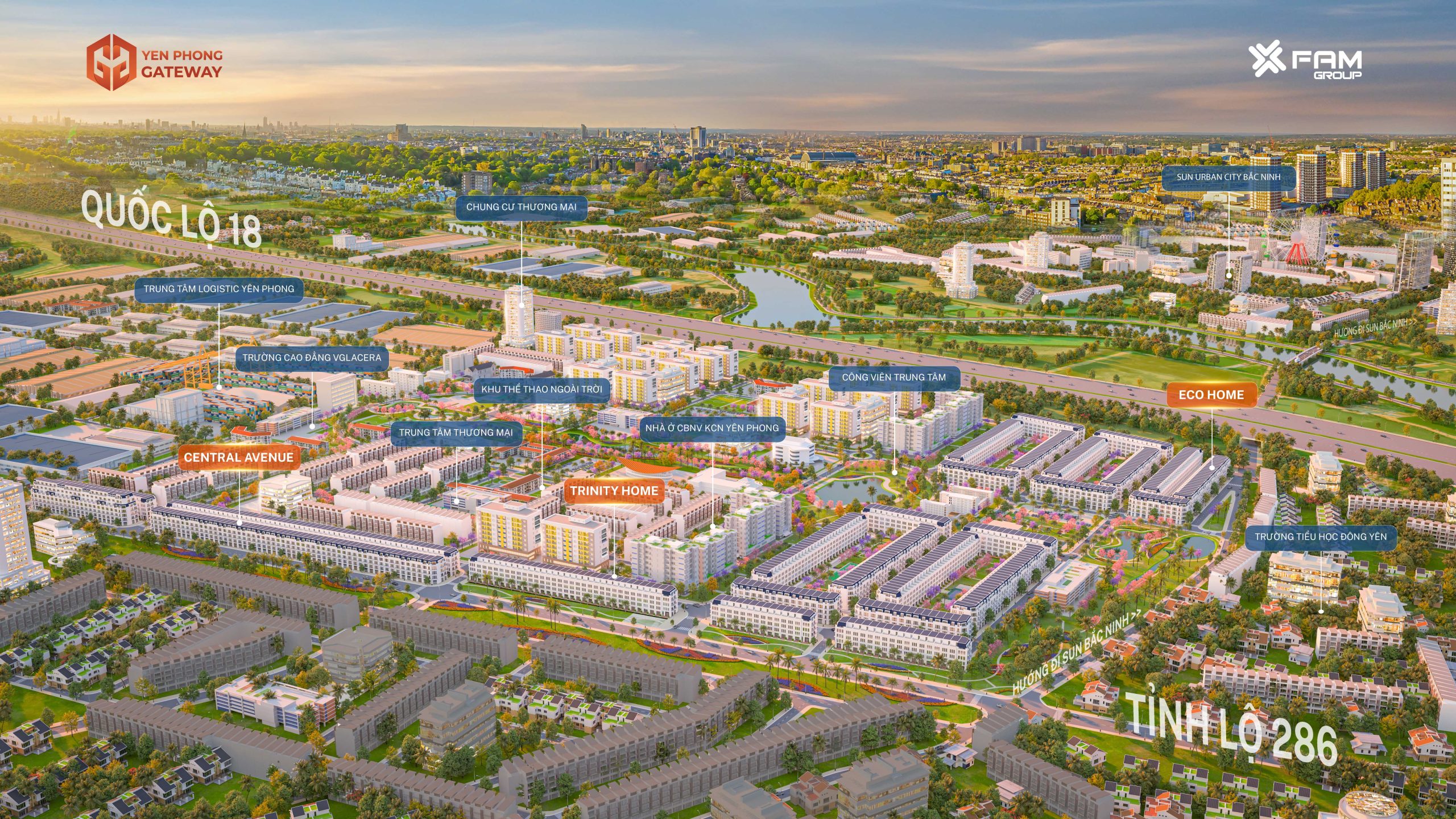 Phối cảnh toàn bộ dự án Yên Phong Gateway